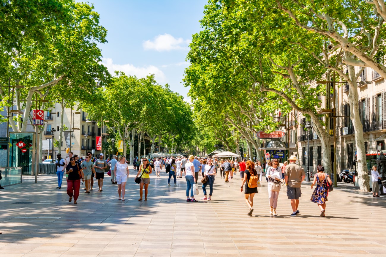 La Rambla is one of the most famous boulevards in Barcelona