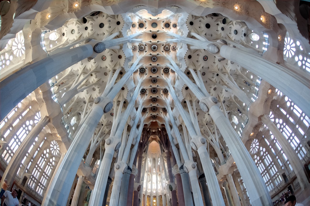 Interiors of the Sagrada Família, Barcelona, Spain
