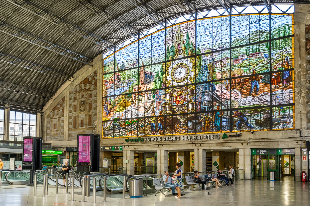 The Abando Indalecio Prieto railway station in Bilbao, Basque Country, Spain