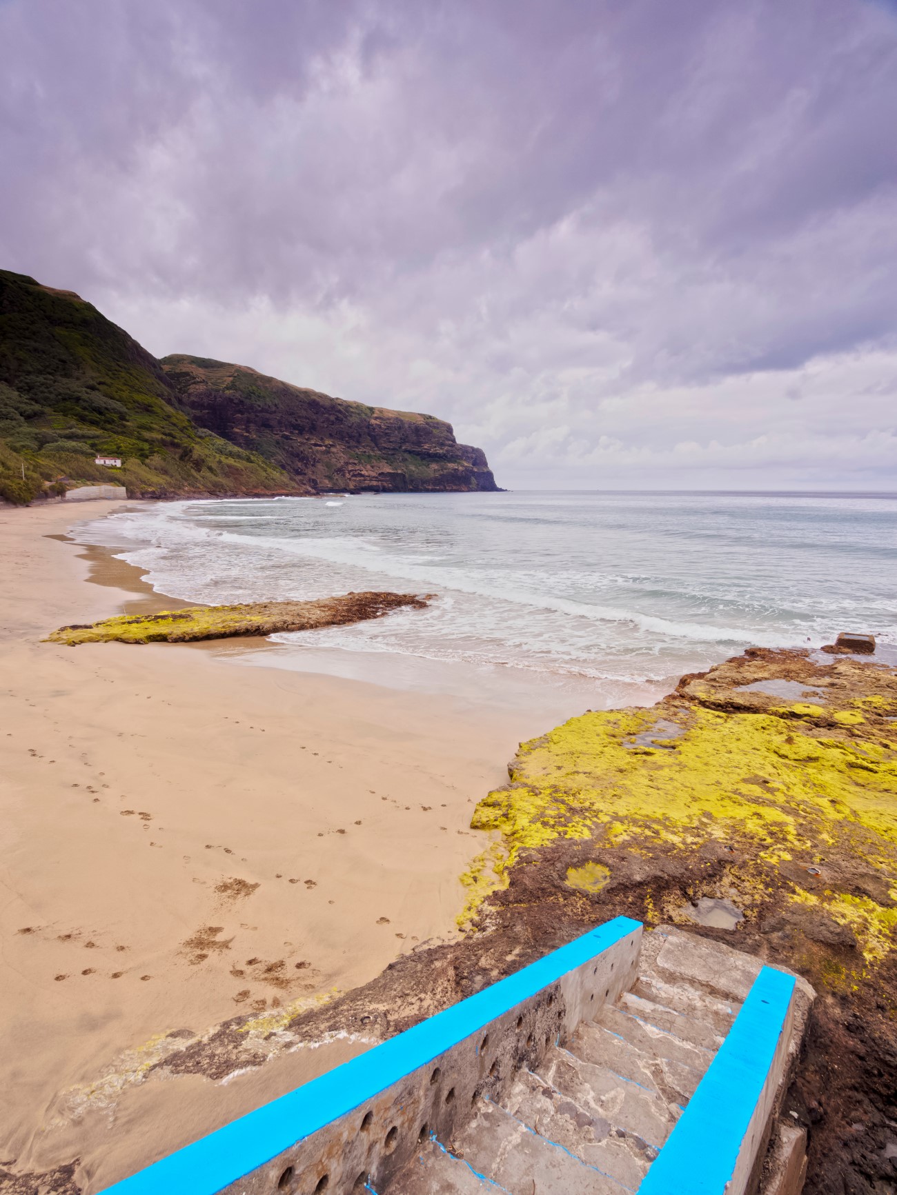 White sandy beach of Praia Formosa in Santa Maria Island, Azores, Portugal